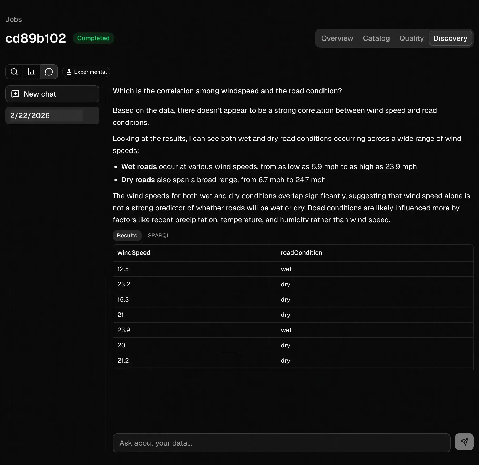 AI exploration interface