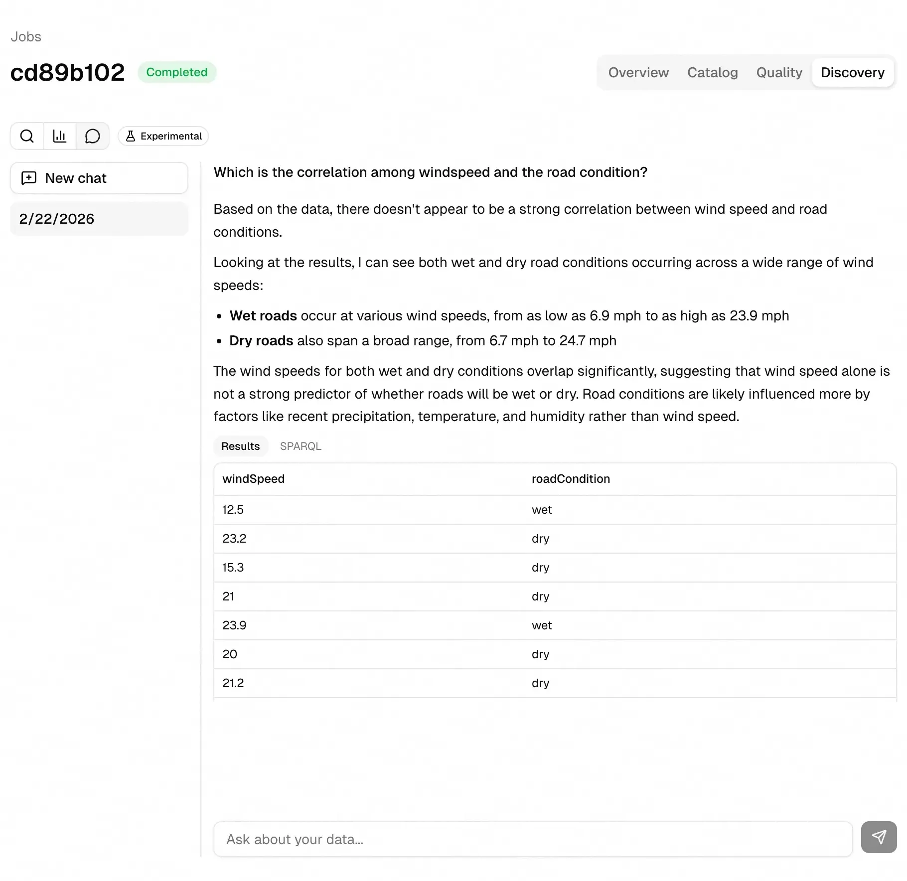 AI exploration interface